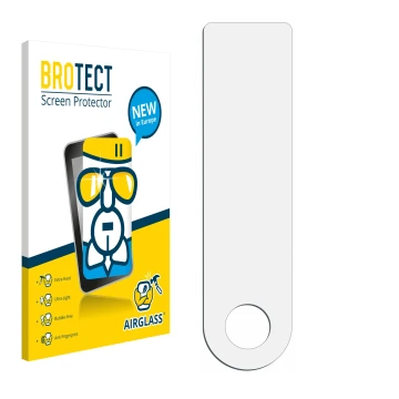 Parte frontal de un envase de producto con el logotipo de la marca BROTECT. Al lado está el protector de pantalla correspondie