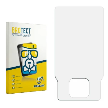 Parte frontal de un envase de producto con el logotipo de la marca BROTECT. Al lado está el protector de pantalla correspondie