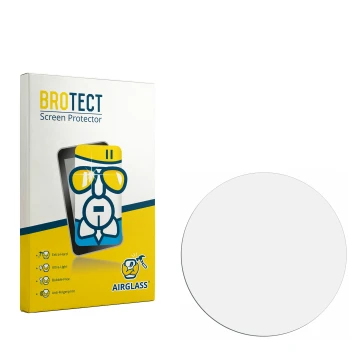 Parte frontal de un envase de producto con el logotipo de la marca BROTECT. Al lado está el protector de pantalla correspondie