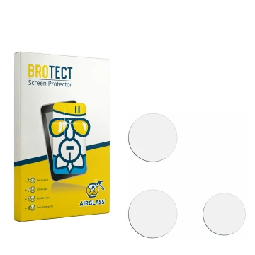Parte frontal de un envase de producto con el logotipo de la marca BROTECT. Al lado está el protector de pantalla correspondie