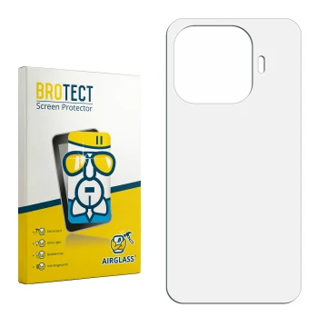 Parte frontal de un envase de producto con el logotipo de la marca BROTECT. Al lado está el protector de pantalla correspondie