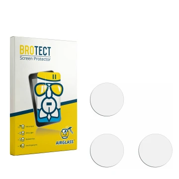 Parte frontal de un envase de producto con el logotipo de la marca BROTECT. Al lado está el protector de pantalla correspondie