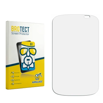 Parte frontal de un envase de producto con el logotipo de la marca BROTECT. Al lado está el protector de pantalla correspondie