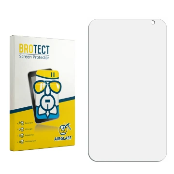 Parte frontal de un envase de producto con el logotipo de la marca BROTECT. Al lado está el protector de pantalla correspondie