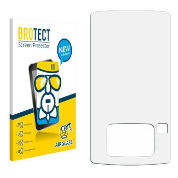 Parte frontal de un envase de producto con el logotipo de la marca BROTECT. Al lado está el protector de pantalla correspondie