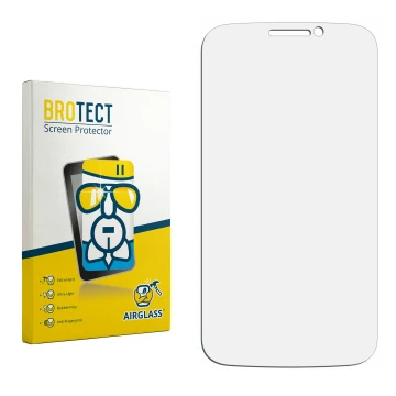 Parte frontal de un envase de producto con el logotipo de la marca BROTECT. Al lado está el protector de pantalla correspondie
