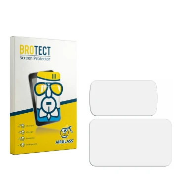 Parte frontal de un envase de producto con el logotipo de la marca BROTECT. Al lado está el protector de pantalla correspondie