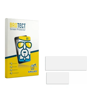 Parte frontal de un envase de producto con el logotipo de la marca BROTECT. Al lado está el protector de pantalla correspondie