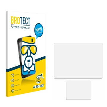 Parte frontal de un envase de producto con el logotipo de la marca BROTECT. Al lado está el protector de pantalla correspondie