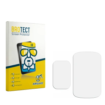Parte frontal de un envase de producto con el logotipo de la marca BROTECT. Al lado está el protector de pantalla correspondie