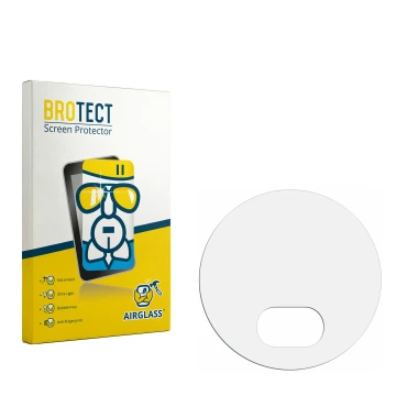 Parte frontal de un envase de producto con el logotipo de la marca BROTECT. Al lado está el protector de pantalla correspondie