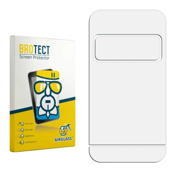 Parte frontal de un envase de producto con el logotipo de la marca BROTECT. Al lado está el protector de pantalla correspondie