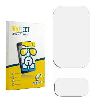 Parte frontal de un envase de producto con el logotipo de la marca BROTECT. Al lado está el protector de pantalla correspondie