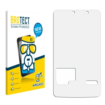 Parte frontal de un envase de producto con el logotipo de la marca BROTECT. Al lado está el protector de pantalla correspondie