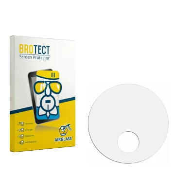 Parte frontal de un envase de producto con el logotipo de la marca BROTECT. Al lado está el protector de pantalla correspondie