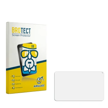 Parte frontal de un envase de producto con el logotipo de la marca BROTECT. Al lado está el protector de pantalla correspondie