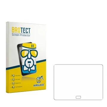 Parte frontal de un envase de producto con el logotipo de la marca BROTECT. Al lado está el protector de pantalla correspondie