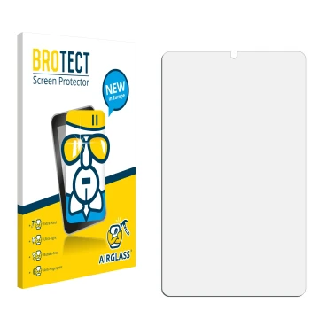 Parte frontal de un envase de producto con el logotipo de la marca BROTECT. Al lado está el protector de pantalla correspondie