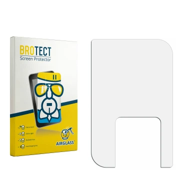 Parte frontal de un envase de producto con el logotipo de la marca BROTECT. Al lado está el protector de pantalla correspondie