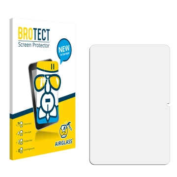 Parte frontal de un envase de producto con el logotipo de la marca BROTECT. Al lado está el protector de pantalla correspondie