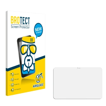 Parte frontal de un envase de producto con el logotipo de la marca BROTECT. Al lado está el protector de pantalla correspondie