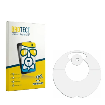 Parte frontal de un envase de producto con el logotipo de la marca BROTECT. Al lado está el protector de pantalla correspondie