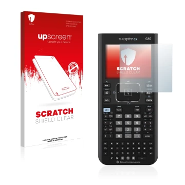 Parte frontal de un envase de producto con el logotipo de la marca upscreen. Al lado se muestra el dispositivo Texas Instrumen