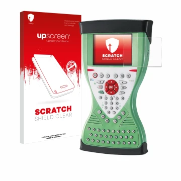 Parte frontal de un envase de producto con el logotipo de la marca upscreen. Al lado se muestra el dispositivo Leica Viva Cont