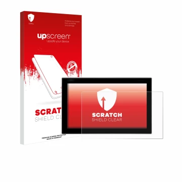 Parte frontal de un envase de producto con el logotipo de la marca upscreen. Al lado se muestra el dispositivo Siemens Simatic