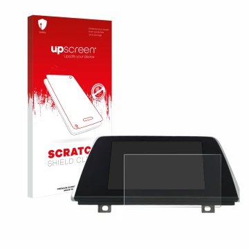 Parte frontal de un envase de producto con el logotipo de la marca upscreen. Al lado se muestra el dispositivo BMW Professiona