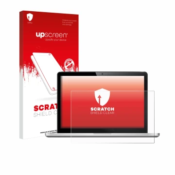 Parte frontal de un envase de producto con el logotipo de la marca upscreen. Al lado se muestra el dispositivo con su protecto