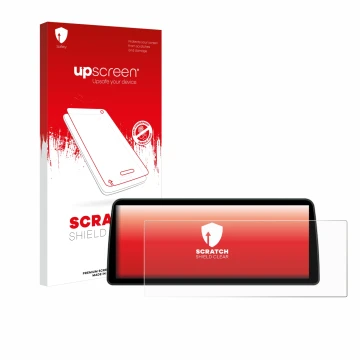 Parte frontal de un envase de producto con el logotipo de la marca upscreen. Al lado se muestra el dispositivo BMW Professiona