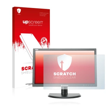 Parte frontal de un envase de producto con el logotipo de la marca upscreen. Al lado se muestra el dispositivo Lenovo LT2323p 