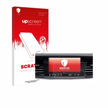 Parte frontal de un envase de producto con el logotipo de la marca upscreen. Al lado se muestra el dispositivo Opel Insignia 2
