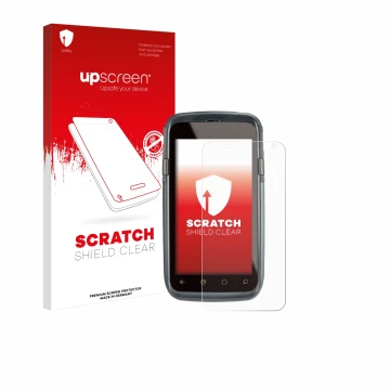 Parte frontal de un envase de producto con el logotipo de la marca upscreen. Al lado se muestra el dispositivo Honeywell Dolph