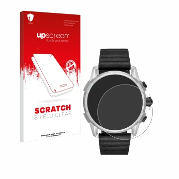 Parte frontal de un envase de producto con el logotipo de la marca upscreen. Al lado se muestra el dispositivo Diesel On Full 