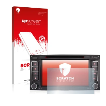 Parte frontal de un envase de producto con el logotipo de la marca upscreen. Al lado se muestra el dispositivo Erisin ES 7856T