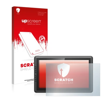 Parte frontal de un envase de producto con el logotipo de la marca upscreen. Al lado se muestra el dispositivo XP-Pen Artist 1