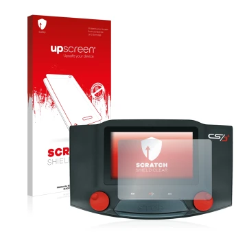 Parte frontal de un envase de producto con el logotipo de la marca upscreen. Al lado se muestra el dispositivo Märklin Central