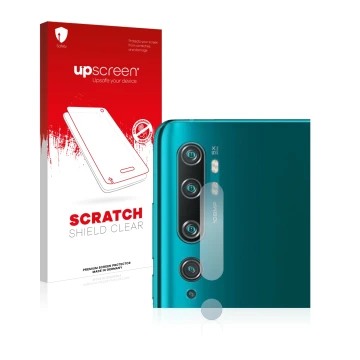 Parte frontal de un envase de producto con el logotipo de la marca upscreen. Al lado se muestra el dispositivo Xiaomi Mi Note 