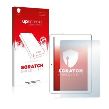 Parte frontal de un envase de producto con el logotipo de la marca upscreen. Al lado se muestra el dispositivo Toscido X108 10