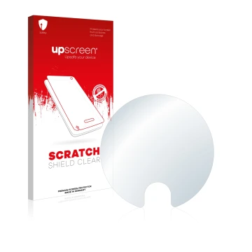 Parte frontal de un envase de producto con el logotipo de la marca upscreen. Al lado se muestra el dispositivo Dyson V11 Absol