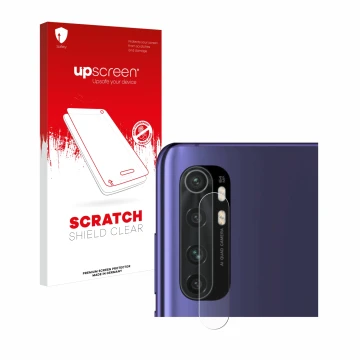Parte frontal de un envase de producto con el logotipo de la marca upscreen. Al lado se muestra el dispositivo Xiaomi Mi Note 