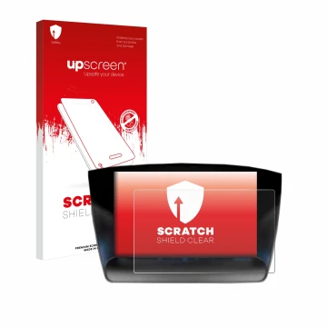 Parte frontal de un envase de producto con el logotipo de la marca upscreen. Al lado se muestra el dispositivo Ford Edge 2015-