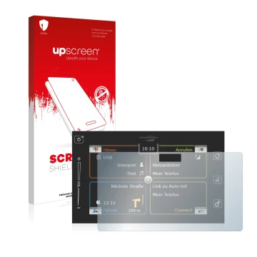 Parte frontal de un envase de producto con el logotipo de la marca upscreen. Al lado se muestra el dispositivo Bosch Suzuki Vi