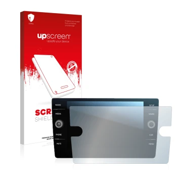 Parte frontal de un envase de producto con el logotipo de la marca upscreen. Al lado se muestra el dispositivo Volkswagen Tigu