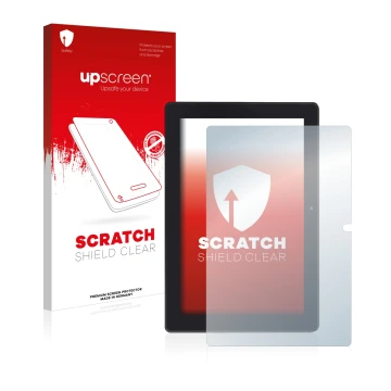 Parte frontal de un envase de producto con el logotipo de la marca upscreen. Al lado se muestra el dispositivo Simbans Tangota