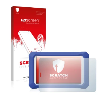 Parte frontal de un envase de producto con el logotipo de la marca upscreen. Al lado se muestra el dispositivo Clementoni Clem