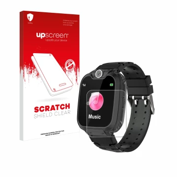 Parte frontal de un envase de producto con el logotipo de la marca upscreen. Al lado se muestra el dispositivo Auburet ETX001 