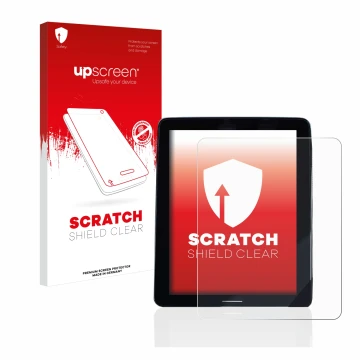 Parte frontal de un envase de producto con el logotipo de la marca upscreen. Al lado se muestra el dispositivo Volvo Polestar 